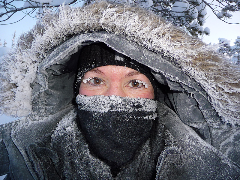 Natural mascara in the wilderness. When it's really cold you get ice on your eyelashes.