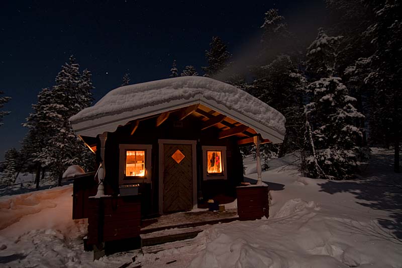 Camp Laxholmen in moon light.
