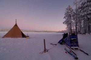 Tentipi camp at the Arctic Circle south from Jokkmokk.