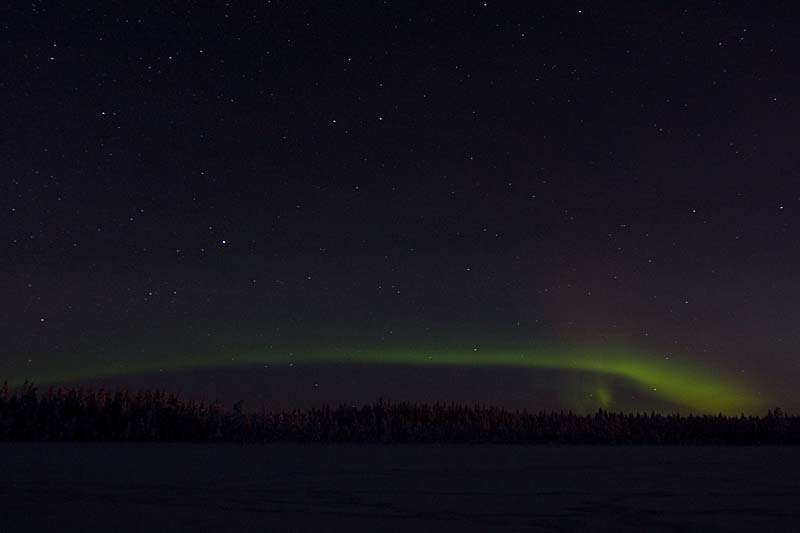 Northern light at the Arctic Circle, south from Jokkmokk.