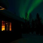 Northern light, Aurora Borealis outside the Pårte cabin