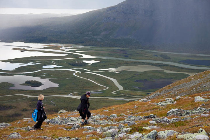 The Rapa delta is a famous part of Sarek Nationalpark. Here on our way up to Skierfe, the" half" mountain just west from Aktse