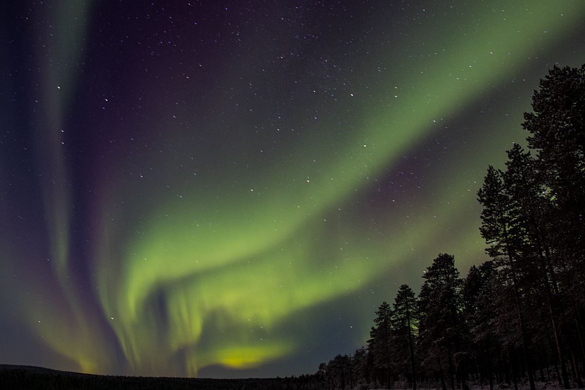Mighty Northern lights in Swedish Lapland.