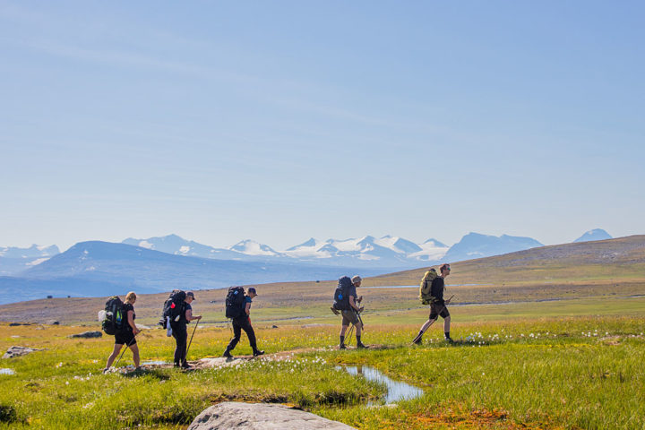 Hikers along the King's Trail. Lapland.