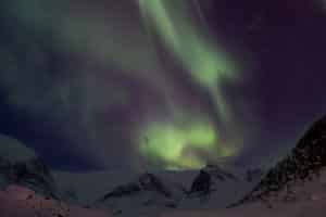 Norhtern lights Aurora Borealis over Kebnekaise.