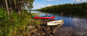 Paddle Skabram lake. Rent Canoe and kayak Sweden Lapland